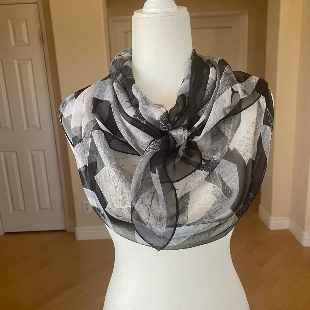 Chic Black, White and Gray Sheer Scarf Wrap Sarong